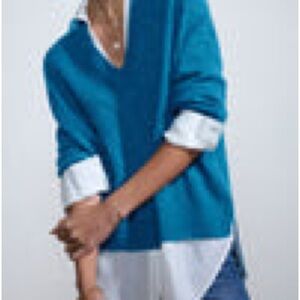 Brochu WalkerThe Looker Layered V-Neck Sweater in Laguna Melange